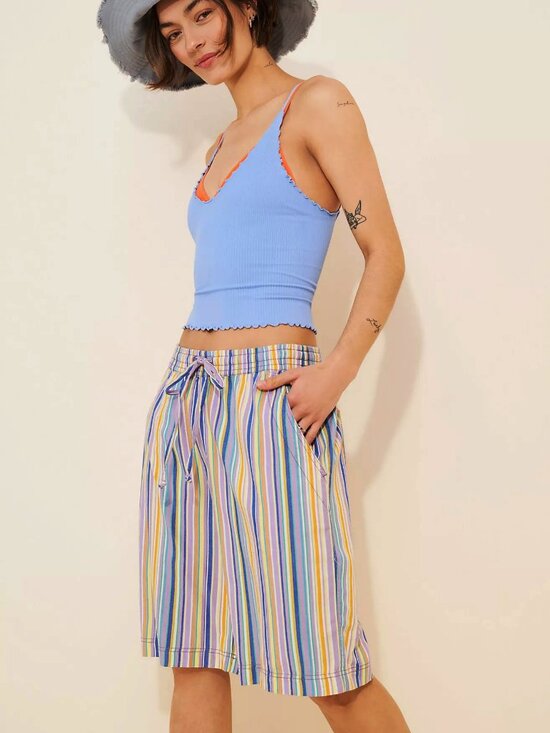 Free People Pants - Free People Saylor Poplin Stripe Shorts Coastal Beach Boho Size M NWOT